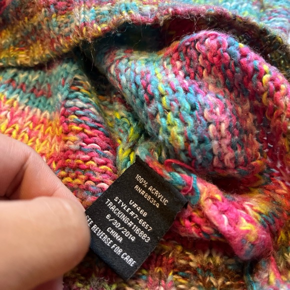 Multicolored knitted jumper with mini V-neckline & long sleeves, with 2 pockets - Picture 5 of 6